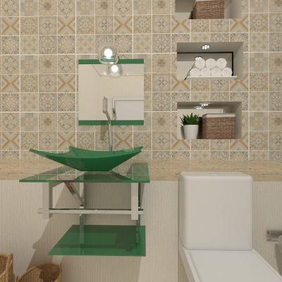 Kit Gabinete de Vidro 45cm Inox com Cuba e Torneira Algarve