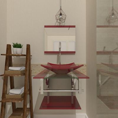Gabinete de Vidro 45cm IQ Inox com Cuba Quadrada