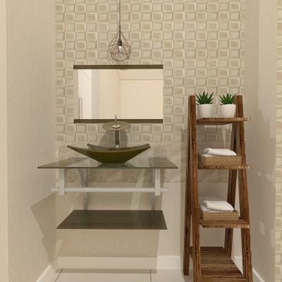 Gabinete de Vidro 60cm com Cuba Ouro Envelhecido