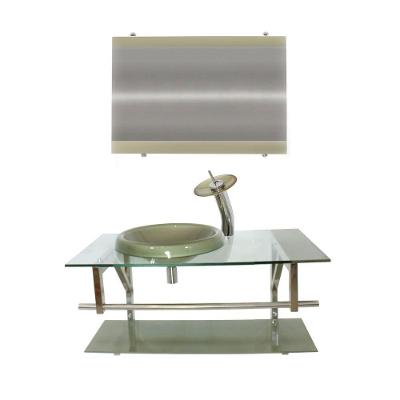 Gabinete de Vidro 80cm com Cuba Chapéu Redonda Champanhe