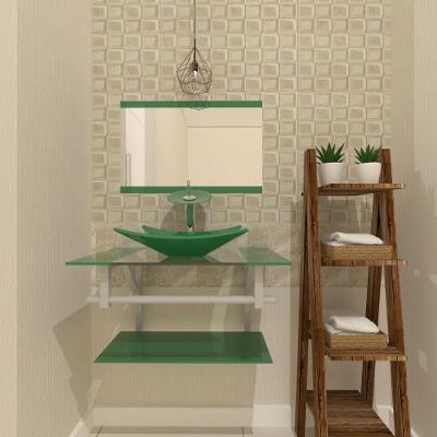 Gabinete de Vidro 60cm com Cuba Retangular Verde