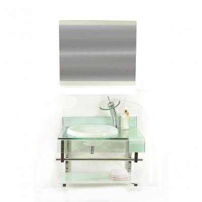 Gabinete De Vidro 60cm Curvado Duplo Inox Com Cuba ChapÉu - Branco