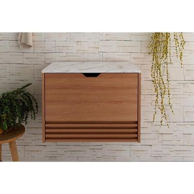 Balcão p/ Banheiro BN3613 cor Amendoa/Marmore Branco - Tecno Mobili