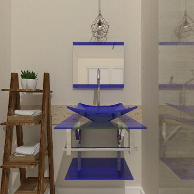 Gabinete de Vidro 45cm IQ Inox com Cuba Quadrada 