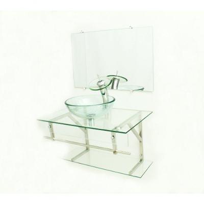 Gabinete de Vidro 70cm Iqx Inox com Cuba Redonda Incolor