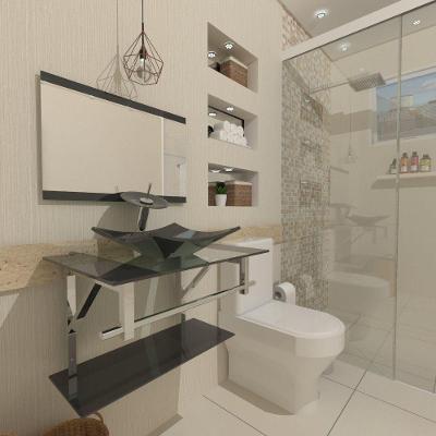 Gabinete de Vidro 60cm Inox com Cuba Quadrada Grafite