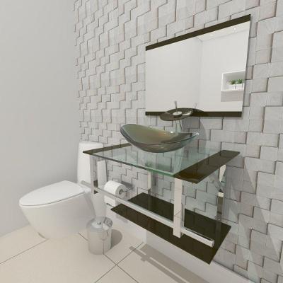 Kit Gabinete de Vidro 60 cm Cuba e Torneira Ibiza