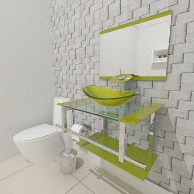 Kit Gabinete de Vidro 60 cm Cuba e Torneira Ibiza