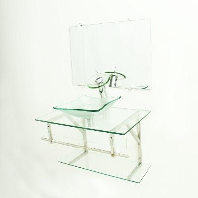 Gabinete de Vidro 70cm Iqx Inox com Cuba Quadrada Incolor