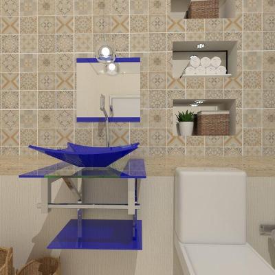 Kit Gabinete de Vidro 45cm Inox Cuba e Torneira Algarve