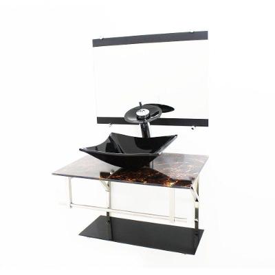 Gabinete de Vidro 60cm Iq Inox com Cuba Quadrada Imperador