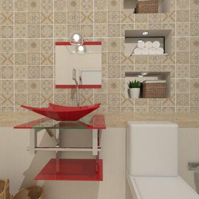 Gabinete de Vidro 45cm Inox Cuba Quadrada e Torneira Algarve