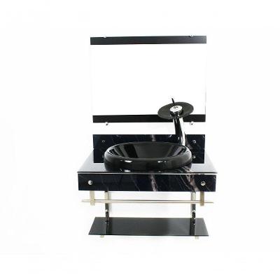 Gabinete Para Banheiro Inox Cuba Chapeu Mármore Preto