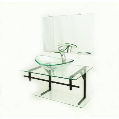 Gabinete De Vidro 70cm Ap Com Cuba Oval Incolor
