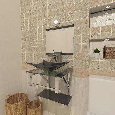 Gabinete de Vidro 45cm IQ Inox com Cuba Retangular Grafite