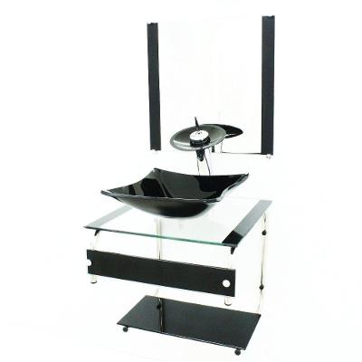 Gabinete de Vidro 45cm IT Inox com Cuba Quadrada Preto