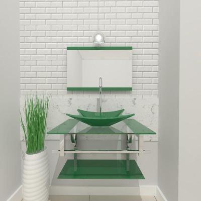 Gabinete de Vidro 60cm Inox com Cuba Retangular Verde
