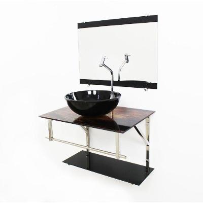 Gabinete de Vidro 60cm Iq Inox Com Cuba Redonda