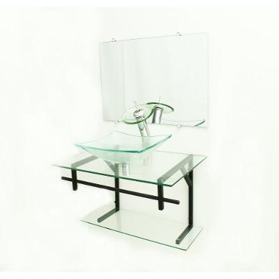 Gabinete de Vidro 70cm Ap com Cuba Retangular Incolor