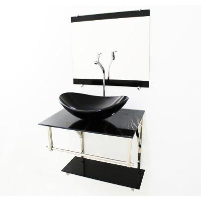 Kit Gabinete Banheiro 60cm com Cuba Oval + Torneira Cromada