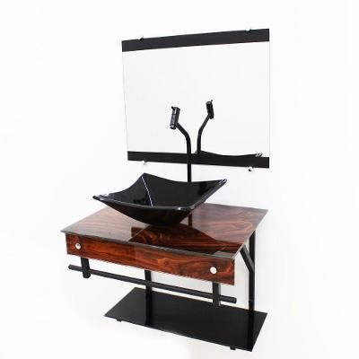 Gabinete de Vidro 60cm Apx com Cuba Quadrada