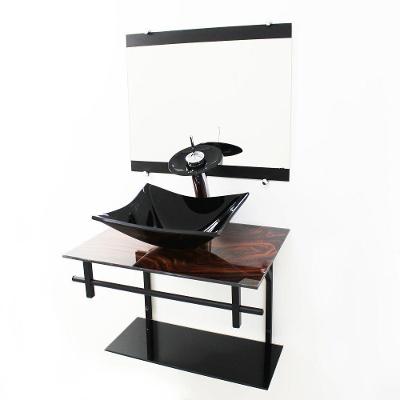 Gabinete de Vidro 60cm Ap com Cuba Retangular