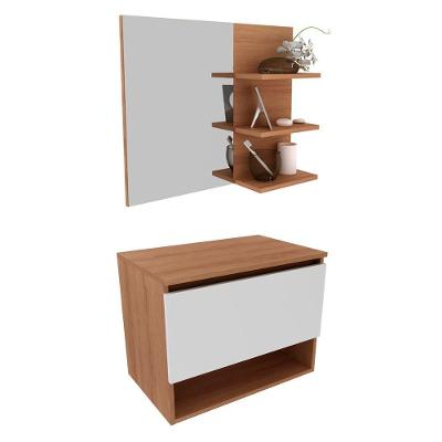Conjunto Para Banheiro Gabinete Bn3606x08 Amendoa Branco