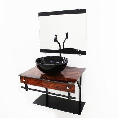 Gabinete de Vidro 60cm Apx com Cuba Redonda