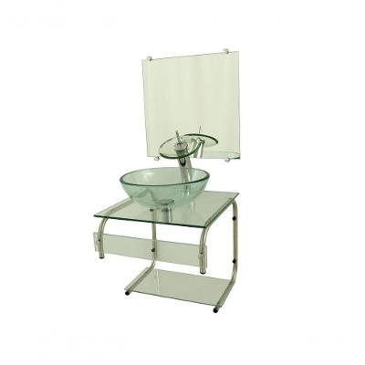 Gabinete de Vidro 45cm IT Inox com Cuba Redonda Incolor
