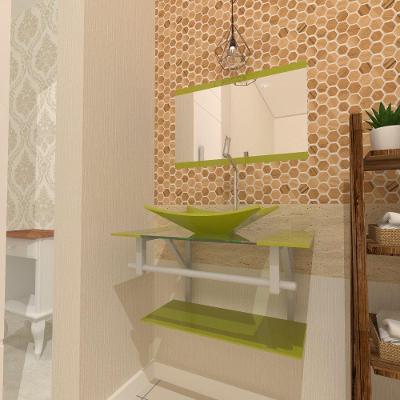 Kit Gabinete de Vidro 60cm Cuba Retangular e Torneira Algarve