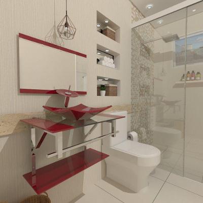 Kit Gabinete de Vidro 60 cm Cuba e Torneira Ibiza