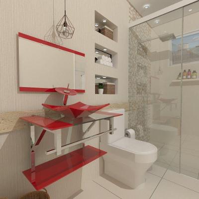 Kit Gabinete de Vidro 60 cm Cuba e Torneira Ibiza