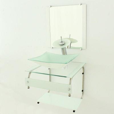 Gabinete de Vidro 45cm IT Inox com Cuba Retangular Branco