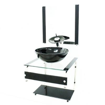 Gabinete de Vidro 45cm IT Inox com Cuba Redonda Preto