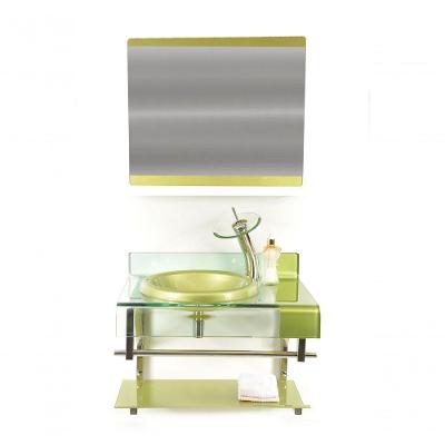 Gabinete de Vidro 60cm Curvado Duplo Inox com Cuba Chapeu