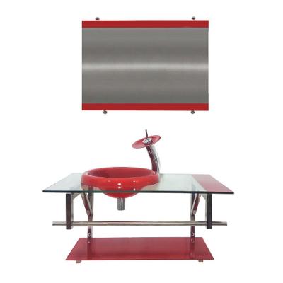 Gabinete de Vidro 80cm Cuba Chapéu Redonda Vermelho Ferrari