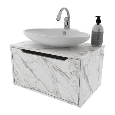 Gabinete Banheiro Suspenso 60cm Com 1 Porta Multimóveis Cr10123 Mármore Branco Mármore Branco