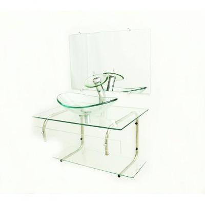Gabinete de Vidro 70cm It Inox com Cuba Oval Incolor