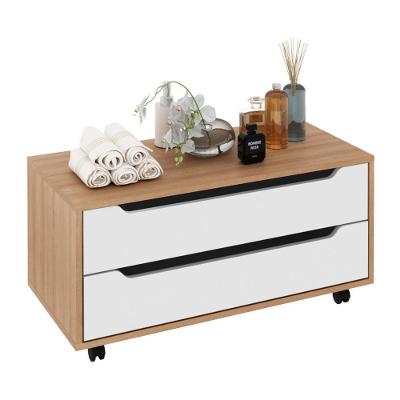 Gabinete Banheiro 80cm 2 Gavetas Retrô Com Rodízios Multimóveis Cr10121 Amêndoa-branco