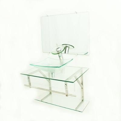 Gabinete de Vidro 70cm Iqx Inox com Cuba Retangular Incolor