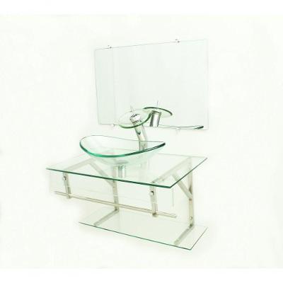 Gabinete de Vidro 70cm Iqx Inox com Cuba Oval Incolor