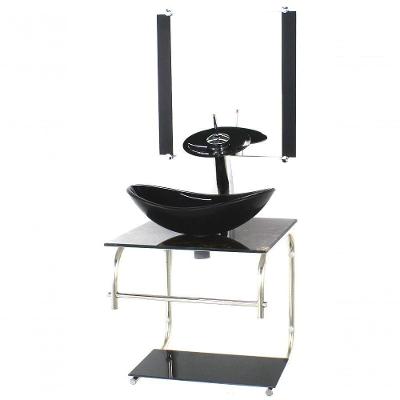Gabinete De Vidro Cuba Oval 40cm Marmore Imperador Torneira