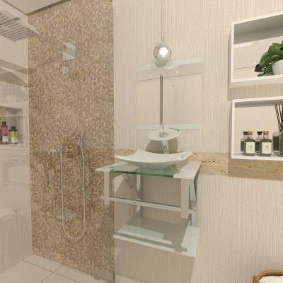 Gabinete de Vidro Para Banheiro 40cm Inox Branco
