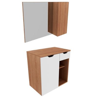 Conjunto Para Banheiro Gabinete Bn3605x02 Amendoa Branco