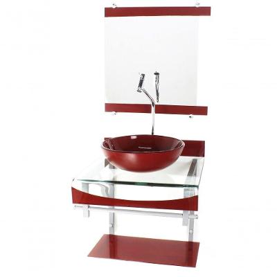 Gabinete Duplo Cuba Redonda Vermelho Cereja C/Torneira