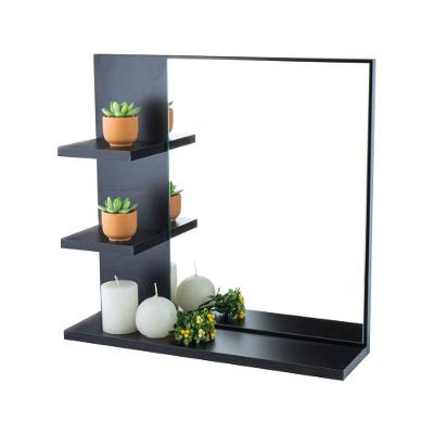 Armário Para Banheiro Com Espelho Viena Preto 45Cm