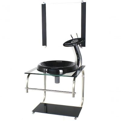 Gabinete De Vidro 40cm Inox Chapeu Preto C/Torneira Cascata