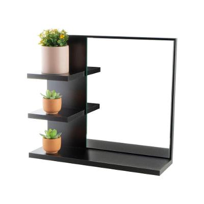 Armário Para Banheiro Com Espelho Nice Preto 40Cm