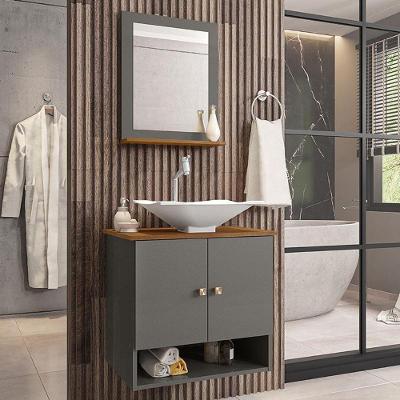 Gabinete Banheiro Cuba Concava Bco Torneira Titanium/Nature