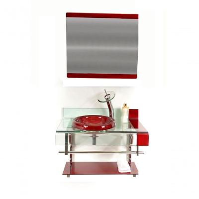 Gabinete de Vidro 60cm Curvado Duplo Inox com Cuba Chapeu